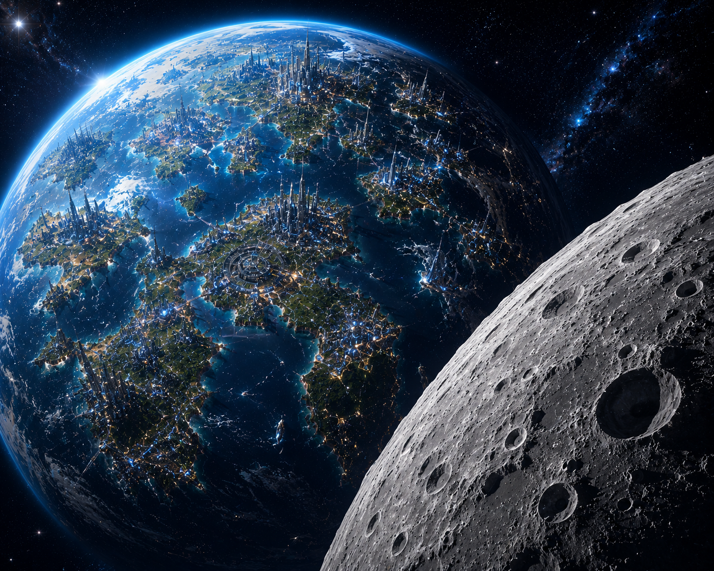 Earth and Moon from orbit