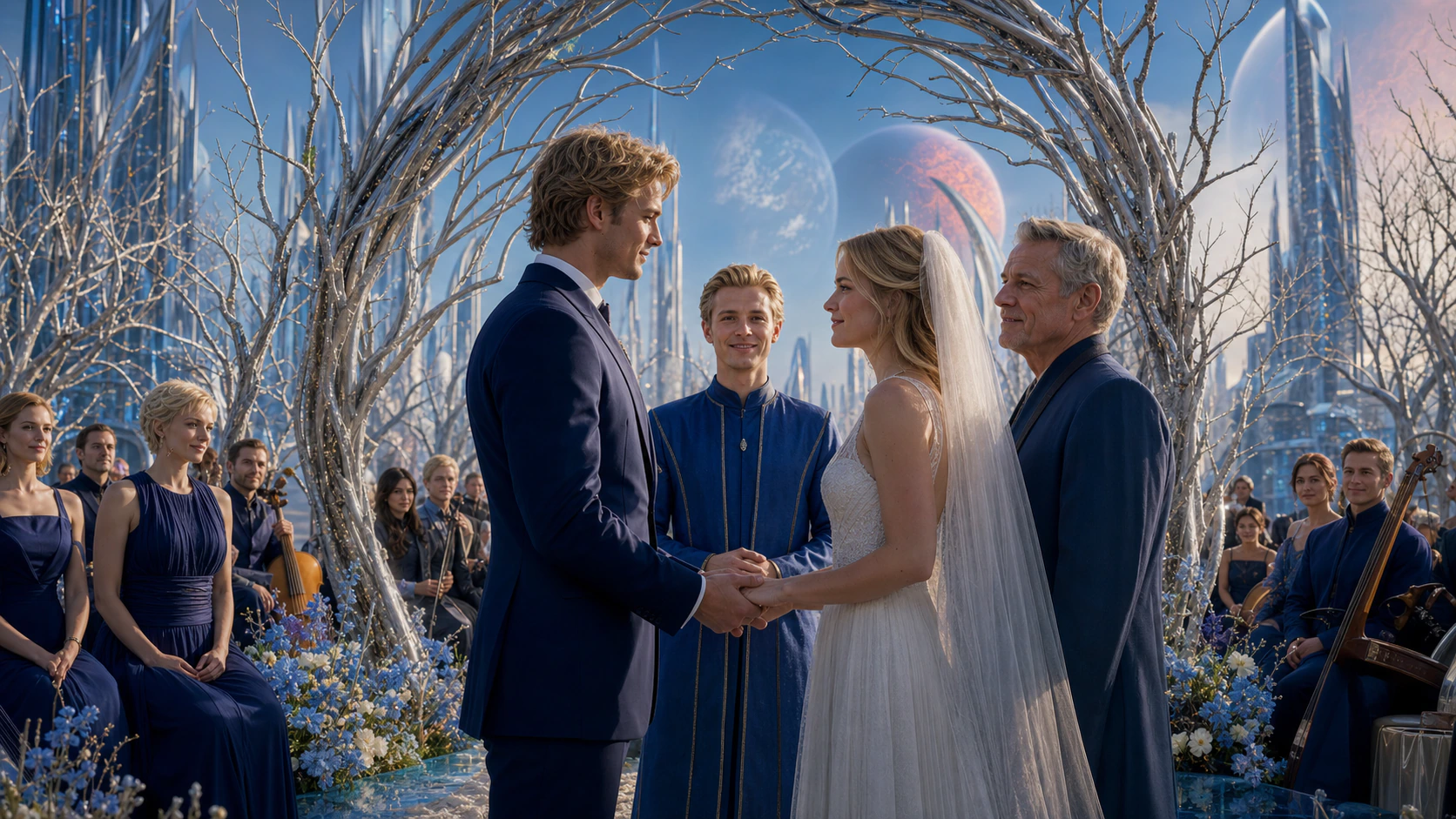 Wedding and vow reference for commitment, community witness, music, and the future built through choice.