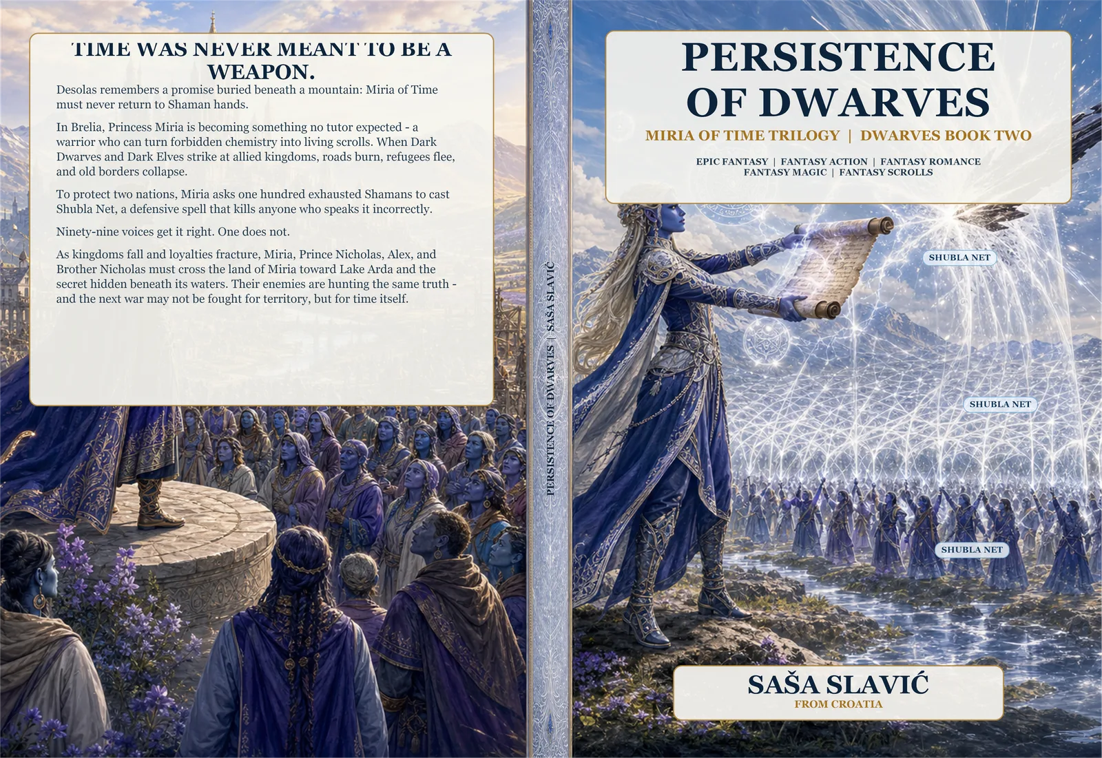 Complete full-wrap cover for Miria of Time Book Two: Persistence of Dwarfs